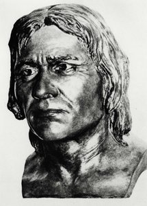 Prehistorie: reconstructie van de mens van Cro-Magnon (buste), naar Mac Grégor door Unknown artist