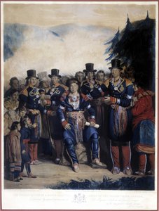 Presentatie van de nieuw gekozen leider van de Huron-indianen van Canada door Unknown artist