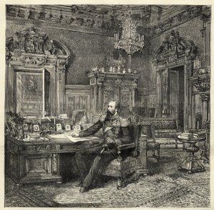 Prins Alexander van Bulgarije (1857-1893), in zijn studeerkamer - Alexander van Battenberg - Portret van Alexander I van Bulgarije of Alexander van Battenberg (1857-1893) in zijn werkkamer - 1886 - door Unknown artist