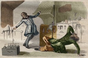 Professor Georges Guillaume (Wilhelm) Richmann (1711-1753) stierf in zijn werkplaats na een experiment met een elektrometer door Unknown artist
