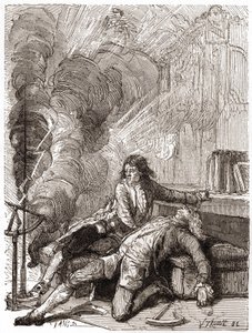 Professor Georges Guillaume Richmann (1711-1753) stierf in zijn werkplaats na een experiment met een elektrometer