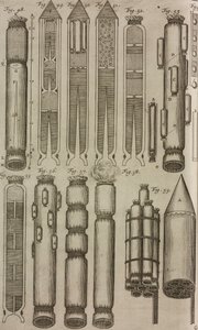 Pyrotechnische raketten en instrumenten, gravure uit Grand Art d