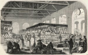 Quai des Augustins: Marche de la Vallee - Gravure in Tableau-de-Paris door Edmond Texier door Unknown artist