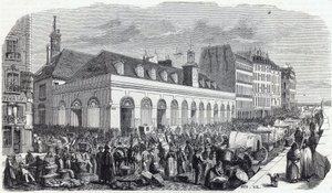 Quai des Augustins: Marche de la Vallee - Gravure in 