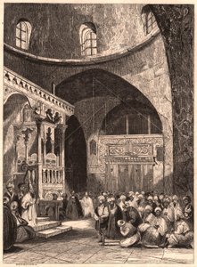 Rabbi en gemeente in een synagoge in Jeruzalem