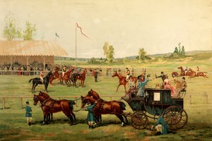 Racevelden. Kleurenchromolithografie eind 19e eeuw door Unknown artist