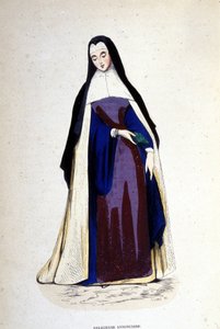 Religieuzen van de Orde van de Aankondiging, vrouwelijke congregatie gesticht in Bourges in 1501 door Jeanne de France. Gravure uit de 19e eeuw