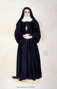 Religieuzen van de Visitatie, een orde gesticht door Sint Franciscus van Sales en Sint Jeanne de Chantal in 1610. Gravure uit de 19e eeuw door Unknown artist