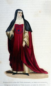 Religieuze van de orde van het geïncarneerde woord in ceremoniële kleding. Gravure uit een album over religieuze orden, Parijs door Unknown artist