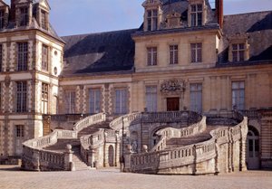 Renaissance architectuur: de grote trap van het kasteel van Fontainebleau door Unknown artist