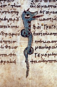Voorstelling van een slang. 12e-eeuws manuscript.
