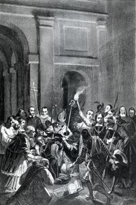Afbeelding van een exorcismescène (illustratie) door Unknown artist