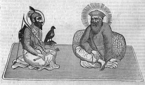 Voorstelling van de stichters van het Sikhisme (of Sikh religie): Guru Nanak (1469-1539) en Guru Gobind Singh (1666-1708). In 