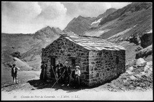 Weg naar de haven van Gavarnie: de schuilplaats (bergschuilplaats) - ansichtkaart, eind 19e eeuw