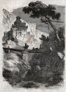 Rodomont verslagen door Bradamante - gravure van 1851 uit 