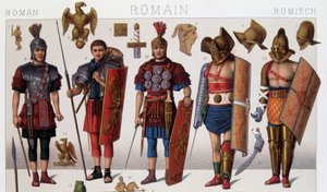 Romeinse gladiatorenkostuums en krijgers door Unknown artist
