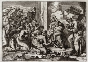 Bijbel van Royaumont, Nieuwe Testament: Aanbidding van de Wijzen. door Unknown artist