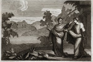 Royaumont Bijbel, Nieuwe Testament: Oordeel niet over anderen. Wanneer je een balk in je oog hebt, moet je je niet druk maken om een splinter uit het oog van je broer te halen (Parabel van de splinter en de balk). Illustratie uit 1811.