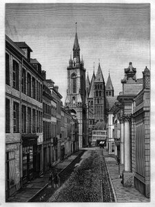 Rue Saint Martin (Abbaye Saint Martin) in Tournay (Doornik) in België in 1882 door Unknown artist