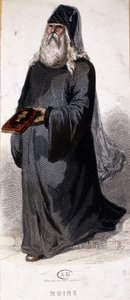 Russisch-orthodoxe monnik. Gravure door Unknown artist