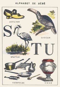 S T U: Schoen, Spatel, Toekan, Gereedschap, Urn door Unknown artist