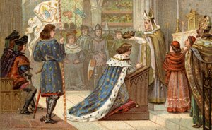 Kroning van Karel VII (1403-1461) in de Kathedraal van Reims (17 juli). door Unknown artist
