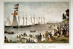Zeilbootregatta bij de New York Yacht Club in 1844
