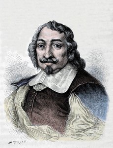 Samuel de Champlain, Franse ontdekkingsreiziger en kolonist (1567-1635). Kolonist van Canada. Gravure uit 1830 naar een serieus portret door Moncornet