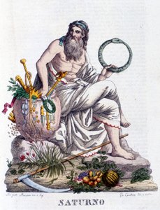 Saturnus. In het Latijn Saturnus (komt overeen met de Griekse god Cronos) door Unknown artist