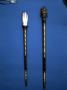 Scepters gebruikt (de hand van gerechtigheid) voor de kroning van Napoleon, koning van Italië