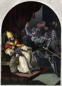 Sciarra Colonna slaat paus Bonifatius VIII in het gezicht.