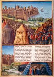 Tweede kruistocht: zicht op het beleg van Ascalon in 1153 door Baudouin III door Unknown artist