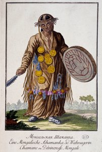 Sjamaan of Mongoolse waarzegster - gravure