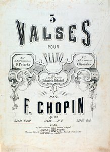 Bladmuziek voor 3 walsen voor piano op. 64, door Frederic Chopin (frontispice)