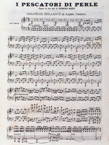 Bladmuziekpagina voor De parelvissers, opera door Georges Bizet door Unknown artist
