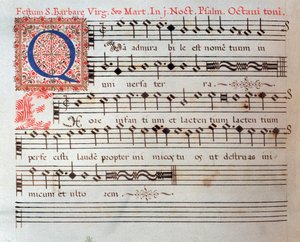 Bladmuziekpagina van een heilig werk door Giovanni Giacomo Gastoldi door Unknown artist