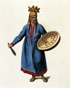Siberische sjamaan. 19e-eeuwse gravure