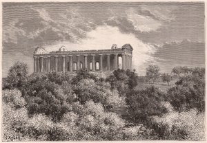 Zijaanzicht van de oude Helleense Tempel van Concord in Agrigento op Sicilië, Italië door Unknown