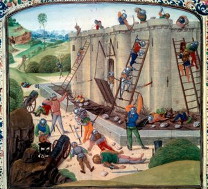 Beleg van Brest (1386 n.Chr.). Miniatuur in 