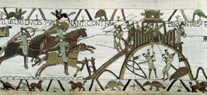 Beleg van de stad Dinan: het leger van Willem de Veroveraar valt de stad aan (detail) door Unknown artist