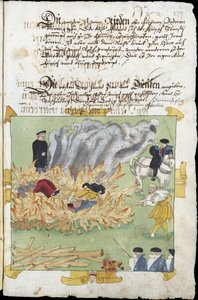 De verbranding van drie heksen in Baden op 4 november door Unknown artist