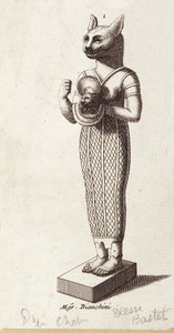Standbeeld van de Godin van de Dans, Kat-hoofd Bastet (Oude Egypte). godin in de oude Egyptische religie door Unknown artist