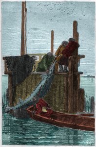 Steurvissen in de Wolga-rivier (Storione) (Acipenser sturio) door Unknown artist