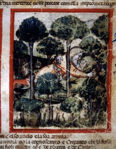Thamar (Tamar) wordt bezeten door Amnon (Ammon) Miniatuur uit codex 212 (of padovano codice of Bijbel van Padua) 1390-1400 Rovigo, Accademia dei Concordi door Unknown artist