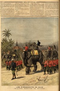 Het leger van Siam (Thailand). Gravure in 