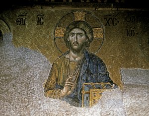 De Deesis. Detail van Christus, midden 12e eeuw (mozaïek) door Unknown artist