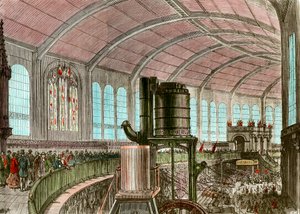 De Eiffelmachinetentoonstelling op de Wereldtentoonstelling van 1867. Gravure uit de 19e eeuw