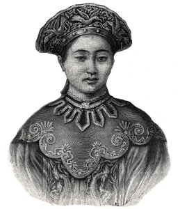 De keizerin van Japan Haruko, vrouw van Mikado Mutsuhito (1852-1912) - gravure uit 1892 door Unknown artist