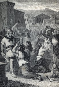 De Interventie van de Sabijnse Vrouwen. Gravure 1884 door Unknown artist