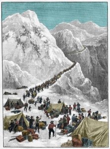 De Klondike Gold Rush - Goudzoekers die de Chilkoot Pass oversteken tijdens de Alaskaanse Gold Rush